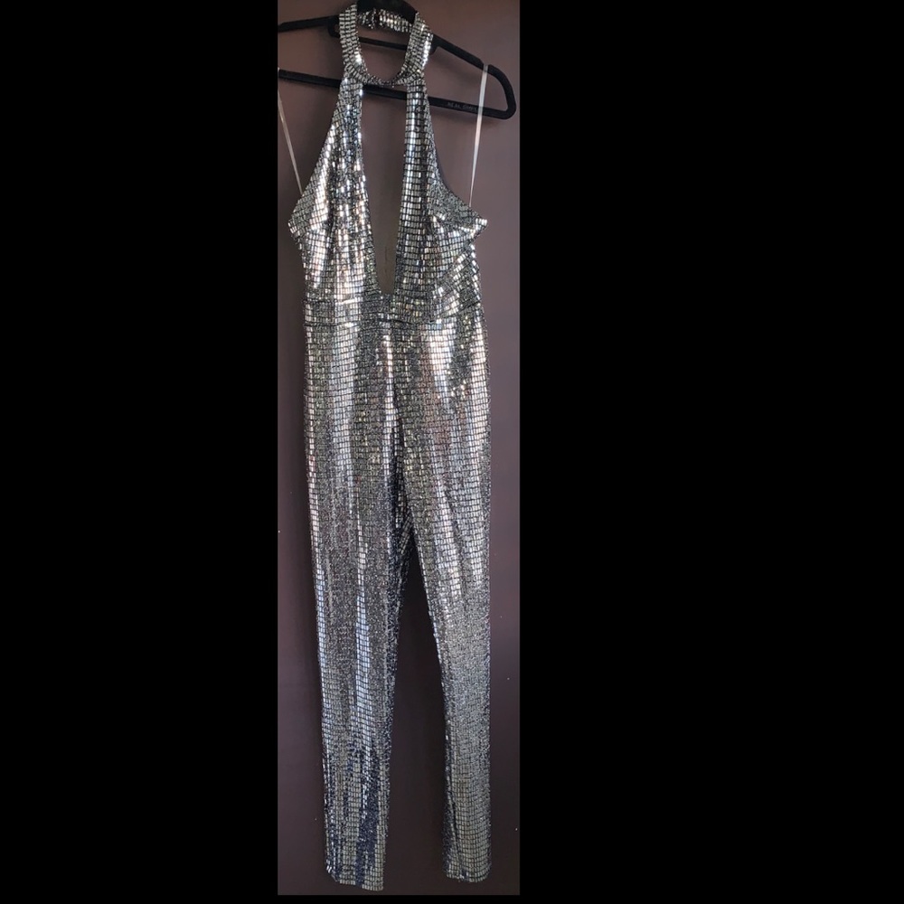 Halter sequin disco jumpsuit